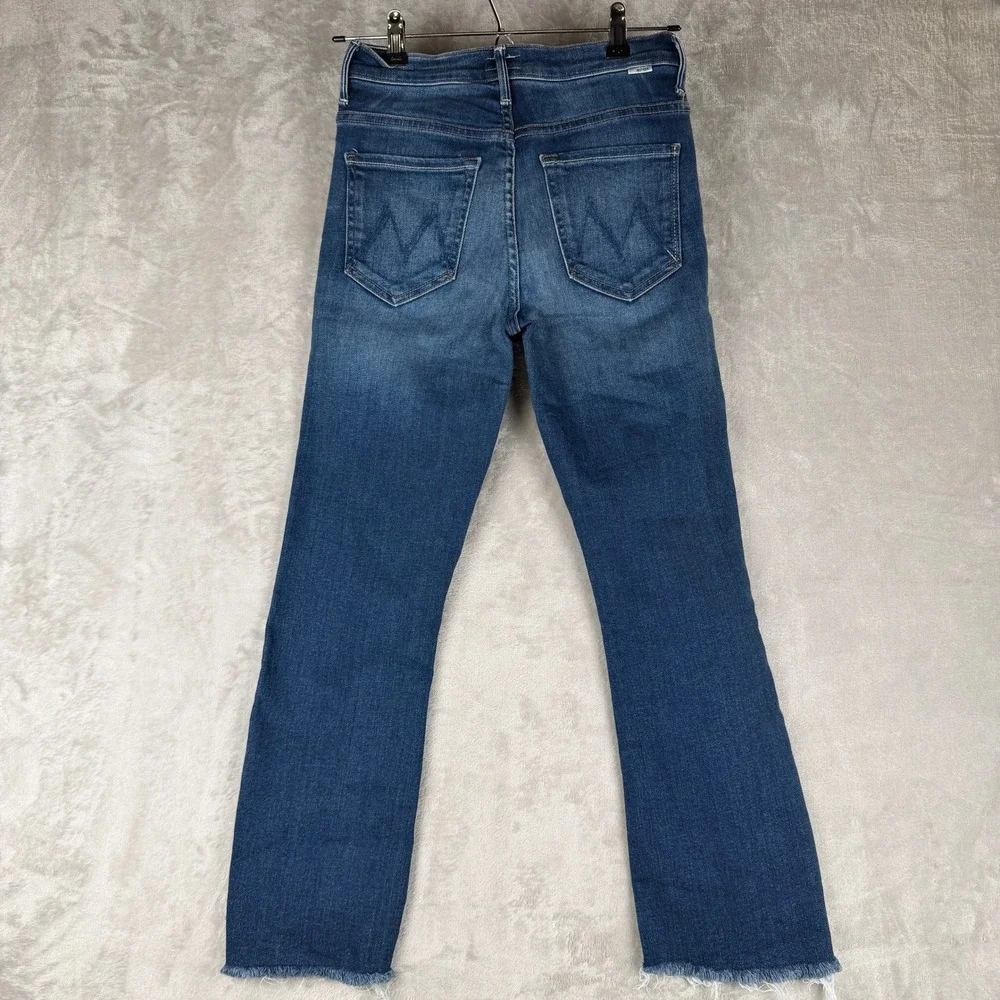 Mother Denim High Rise Straight Leg‎ Jeans Blue Raw Chewed Hem Size 26
